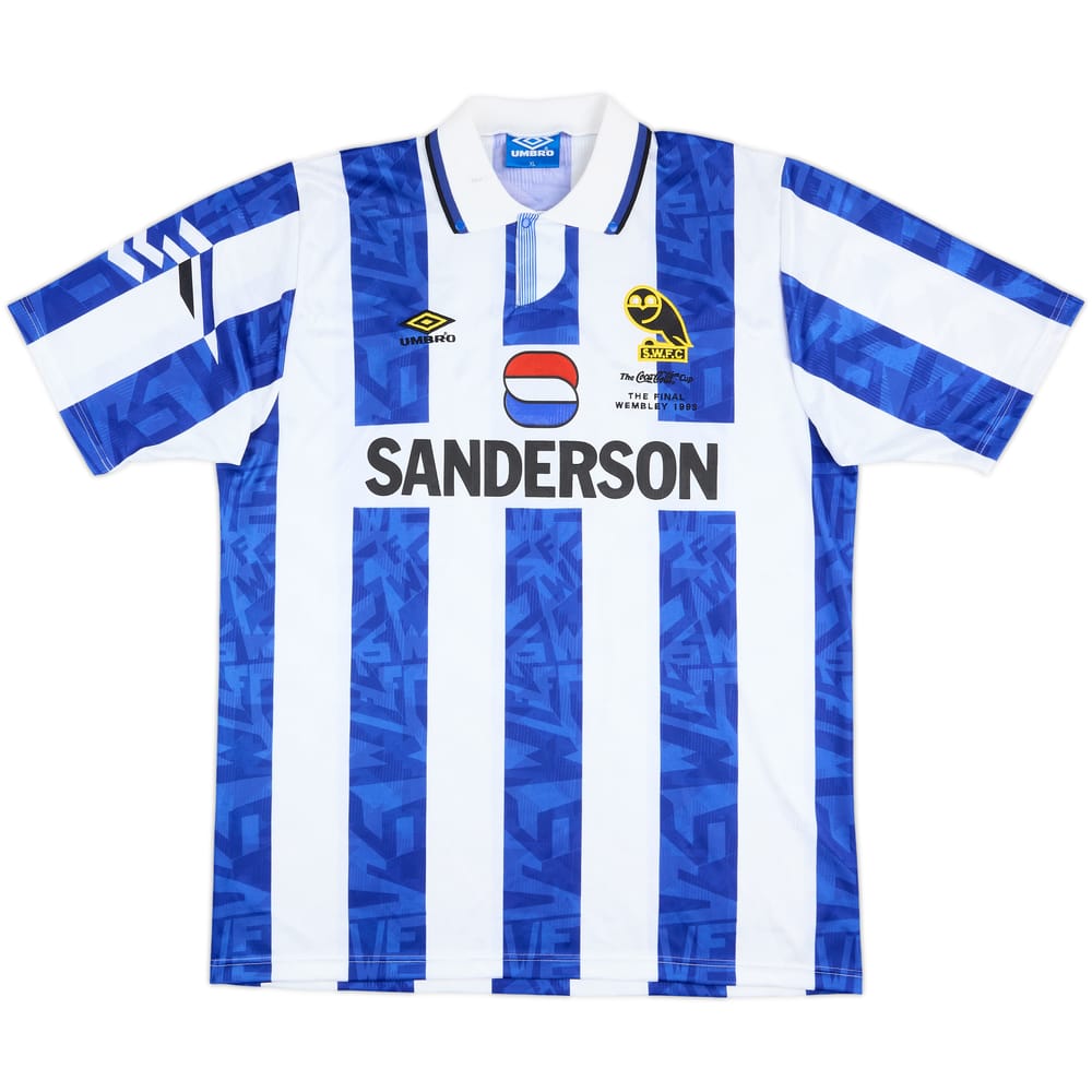 1993 Sheffield Wednesday Player Issue League Cup Final Home Shirt - 8/10 - (XL)