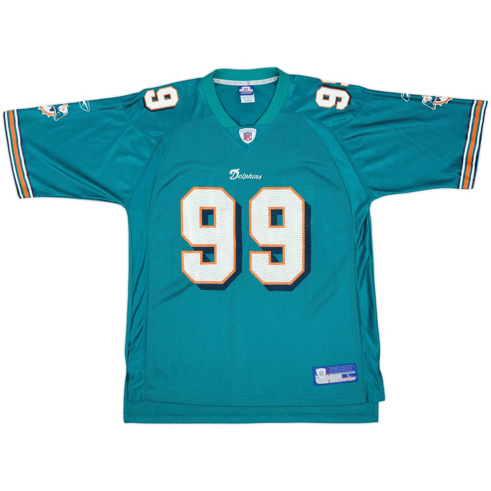 2002-04 Miami Dolphins Taylor #99 Reebok On Field Home Jersey - 7/10 - (L)