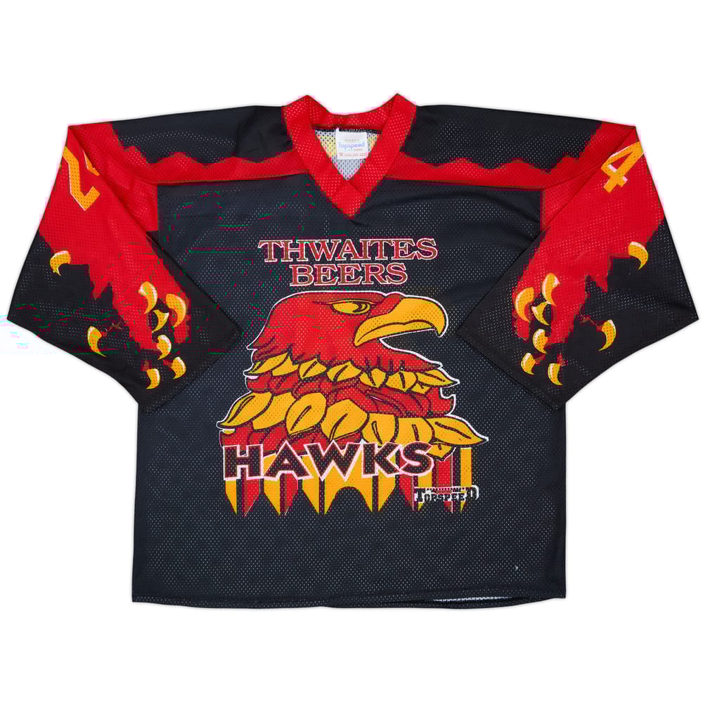 1997-99 Lancashire Hawks #24 TopSpeed Home Jersey - 6/10 - (XL)