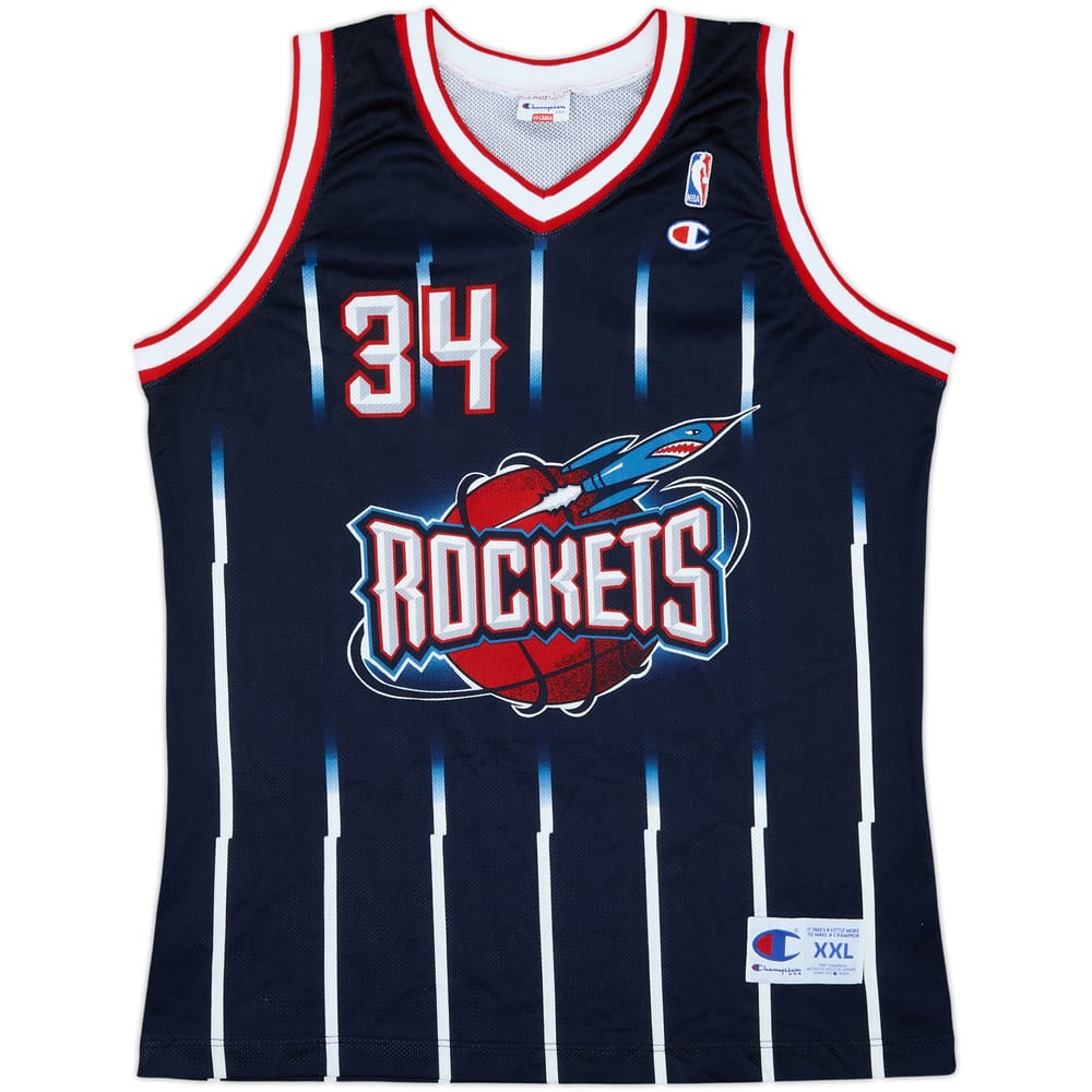 1995-01 Houston Rockets Olajuwon #34 Champion Away Jersey - 9/10 - (XXL)