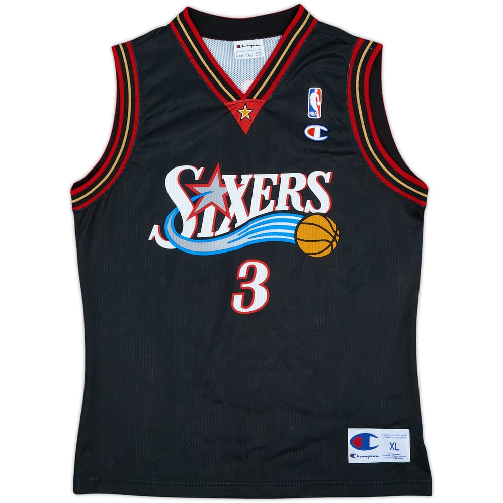 2000-06 Philadelphia 76ers Iverson #3 Champion Away Jersey - 9/10 - (XL.Boys)