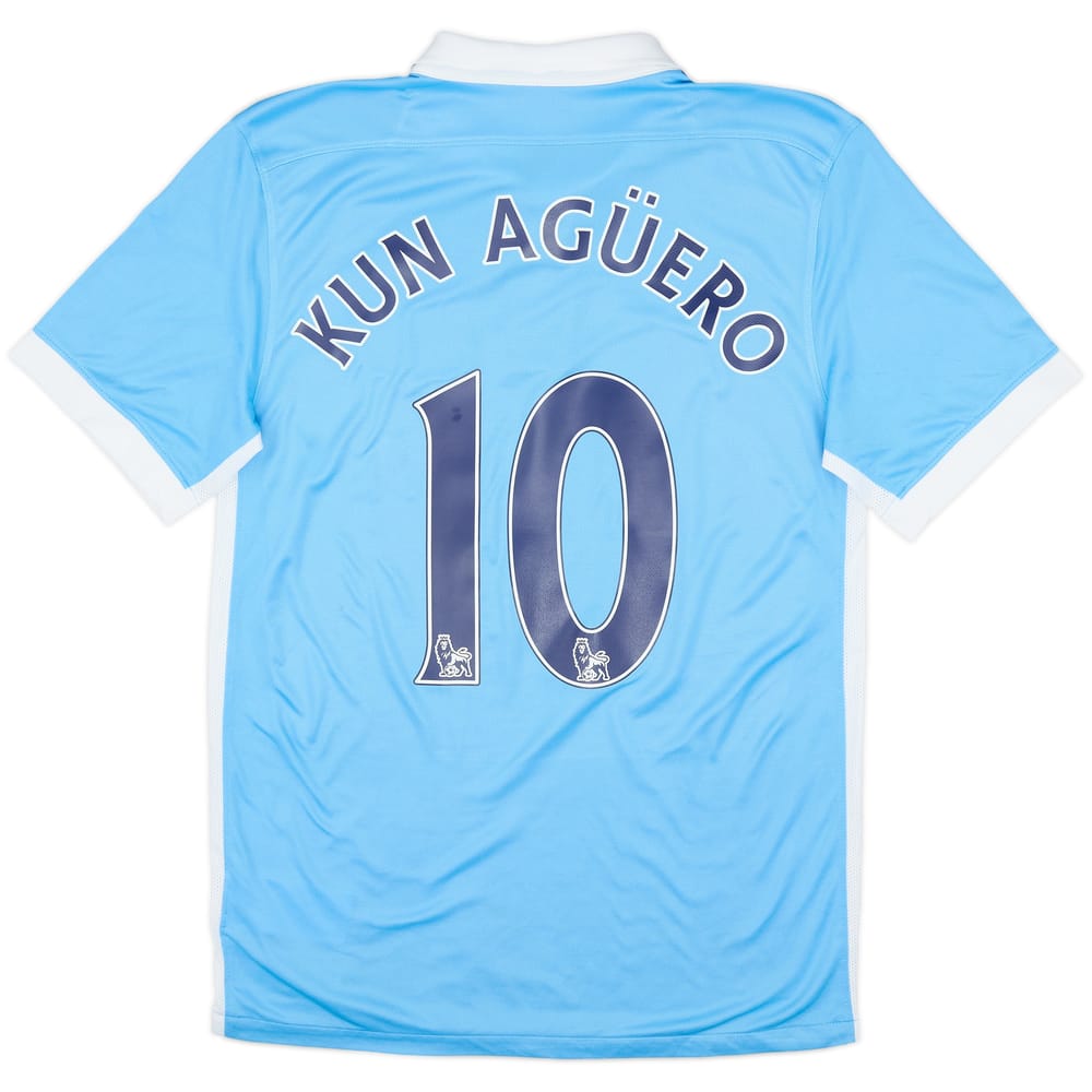 2015-16 Manchester City Home Shirt Kun Aguero #10 - 6/10 - (S)