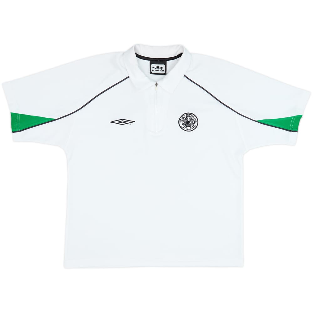 2001-02 Celtic Umbro 1/4 Zip Polo Shirt - 8/10 - (M)