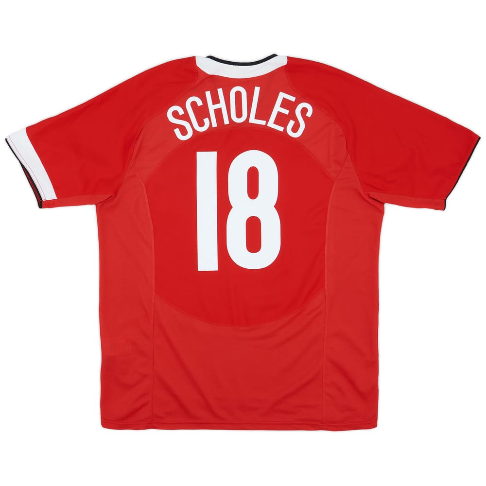 2004-06 Manchester United Home Shirt Scholes #18 - 8/10 - (L)