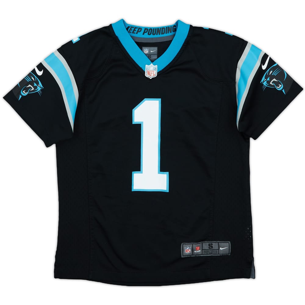 2012-19 Carolina Panthers Newton #1 Nike Game Home Jersey - 8/10 - (S.Boys)