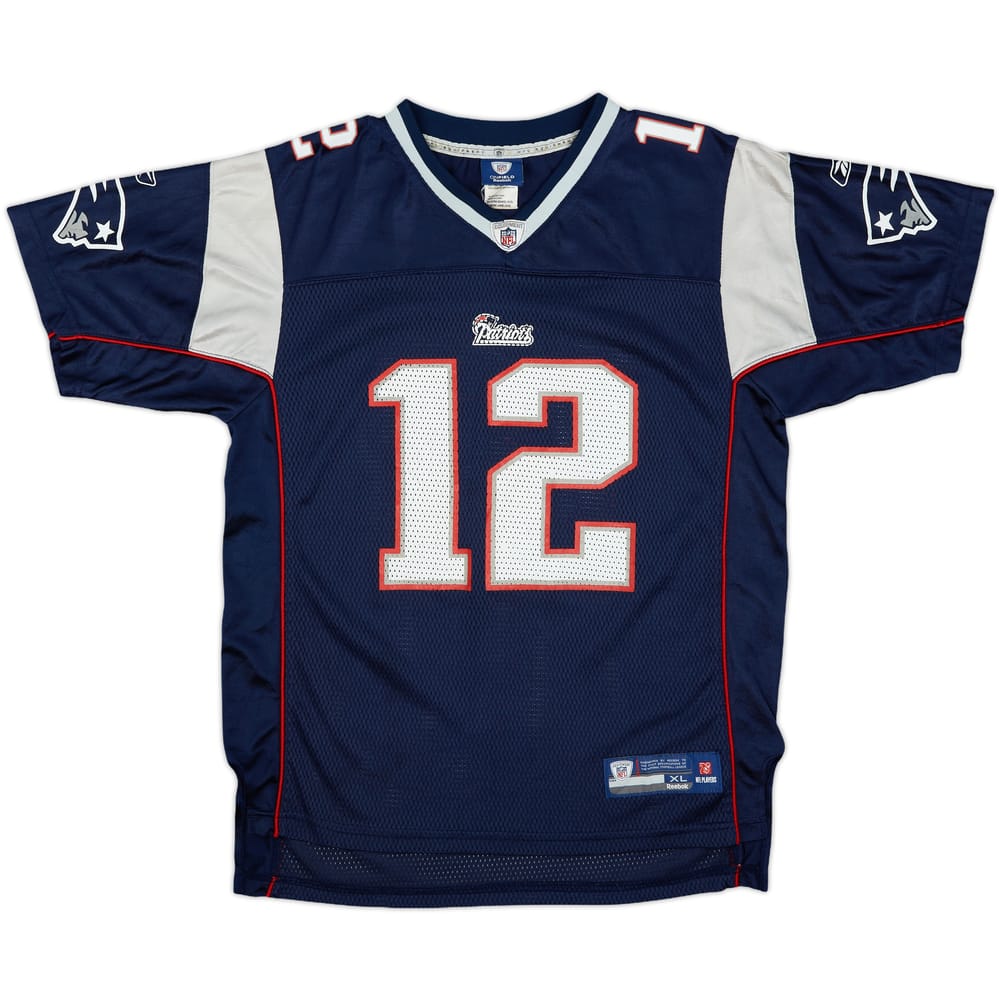 2008-11 New England Patriots Brady #12 Reebok On Field Home Jersey - 5/10 - (XL.Boys)