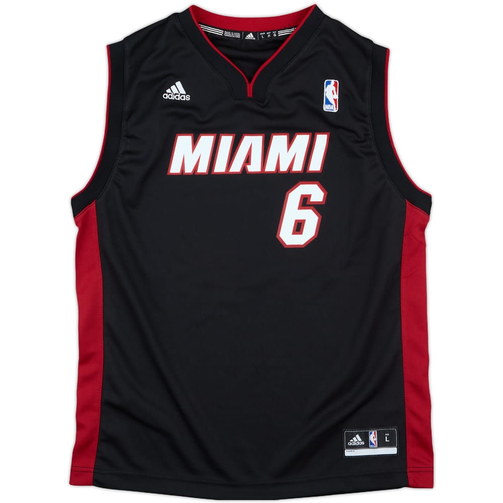 2012-14 Miami Heat James #6 adidas Away Jersey - 9/10 - (L.Boys)