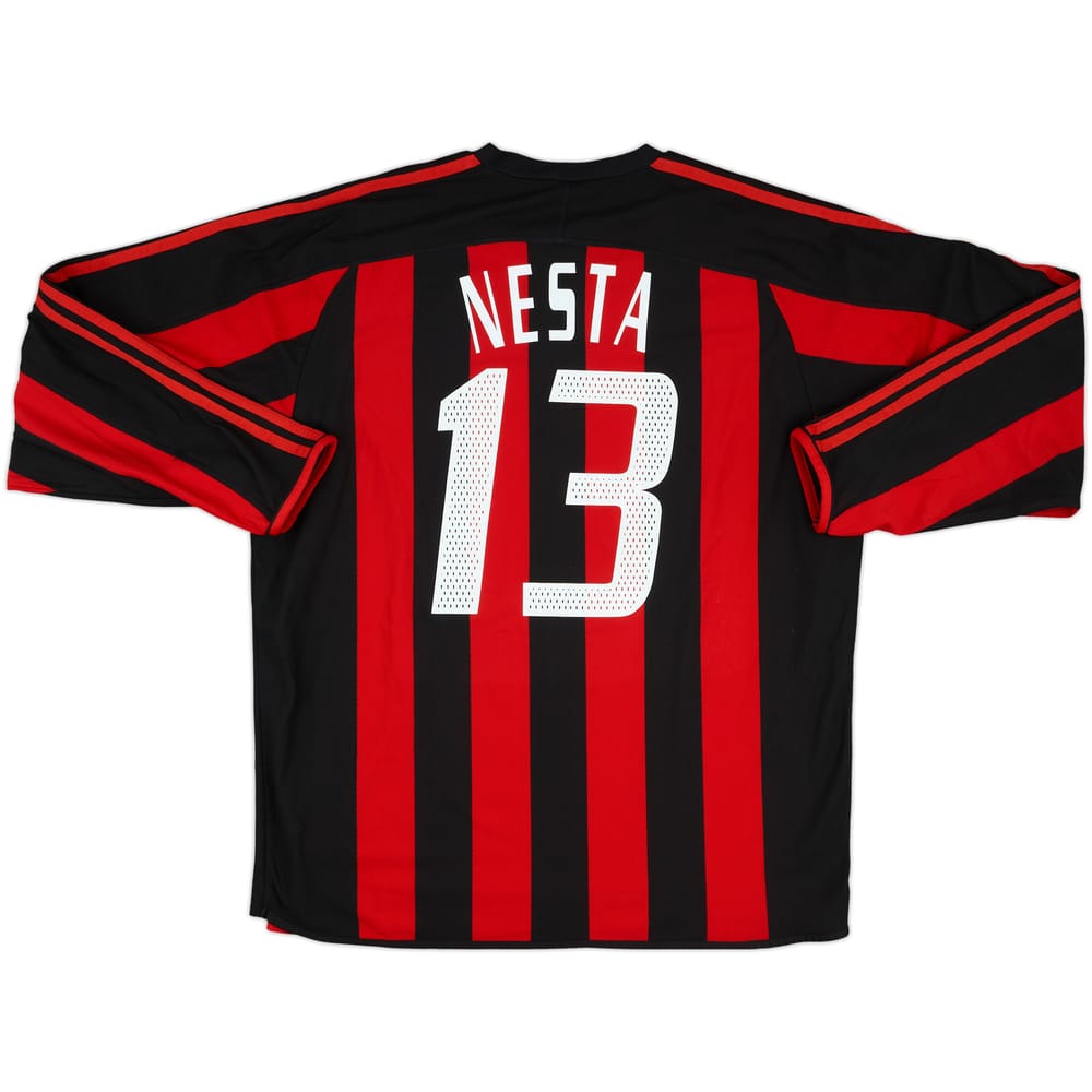 2003-04 AC Milan Player Issue Home L/S Shirt Nesta #13 - 6/10 - (XL)