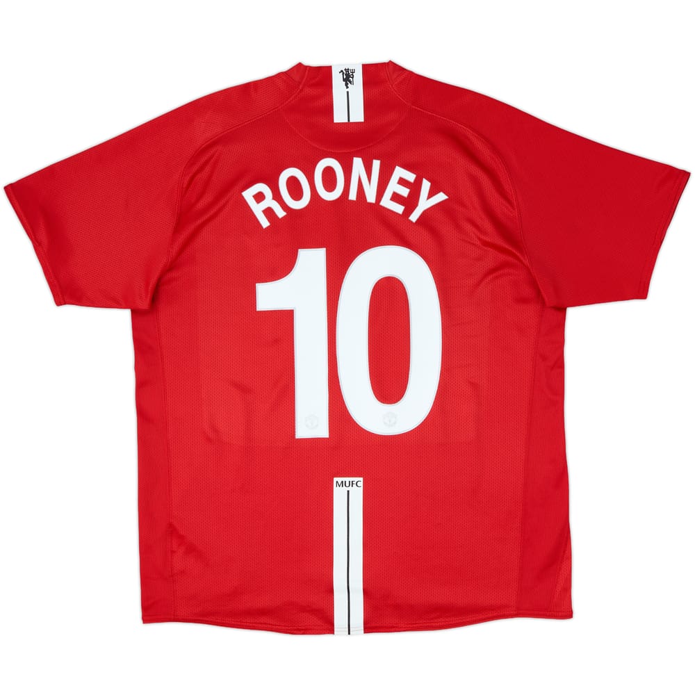 2007-09 Manchester United Home Shirt Rooney #10 - 9/10 - (XL)