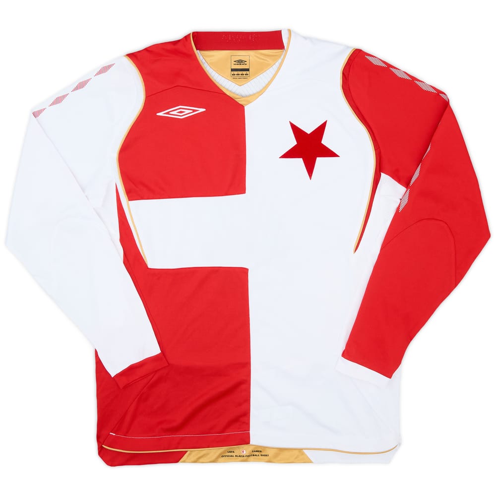 2008-09 Slavia Prague Home L/S Shirt #4 - 8/10 - (S)