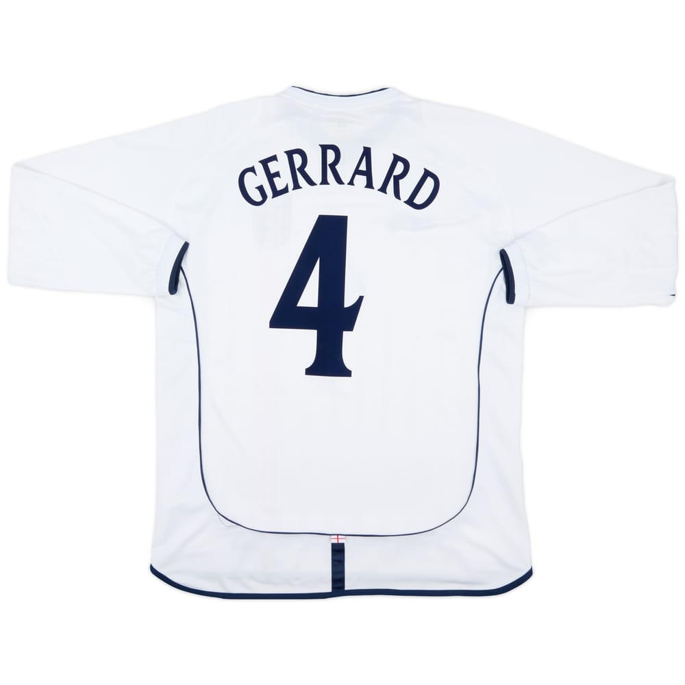 2001-03 England Home L/S Shirt Gerrard #4 - 7/10 - (XL)