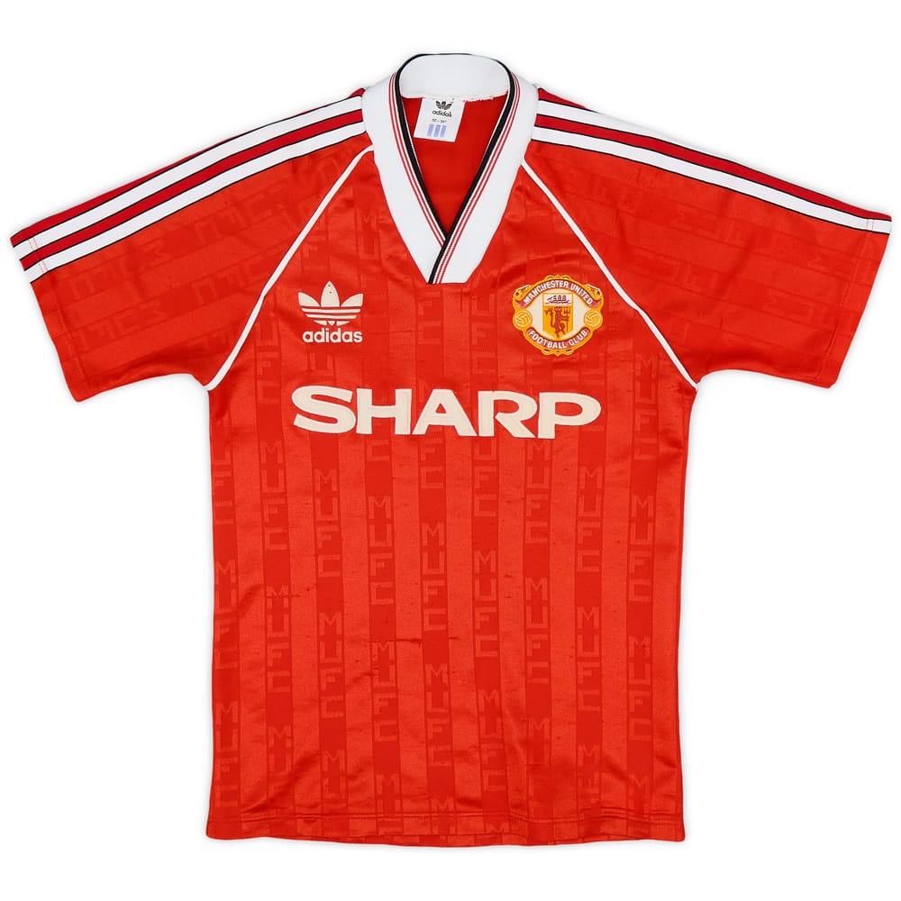 1988-90 Manchester United Home Shirt - 7/10 - (L.Boys)