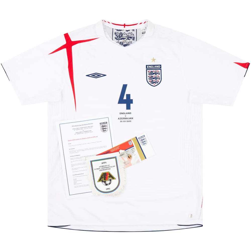 2005 England Match Issue Home Shirt Gerrard #4 (v Azerbaijan)