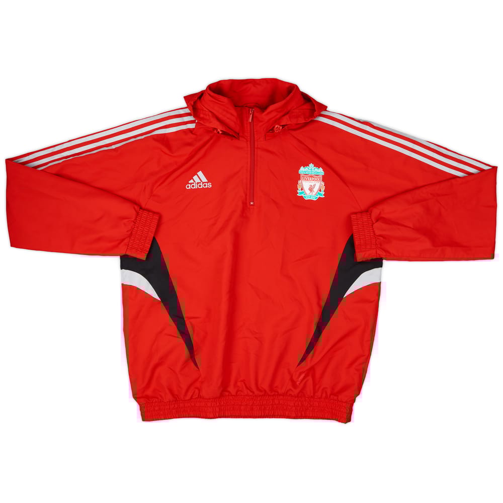 2008-09 Liverpool adidas 1/4 Zip Hooded Rain Jacket - 8/10 - (L)