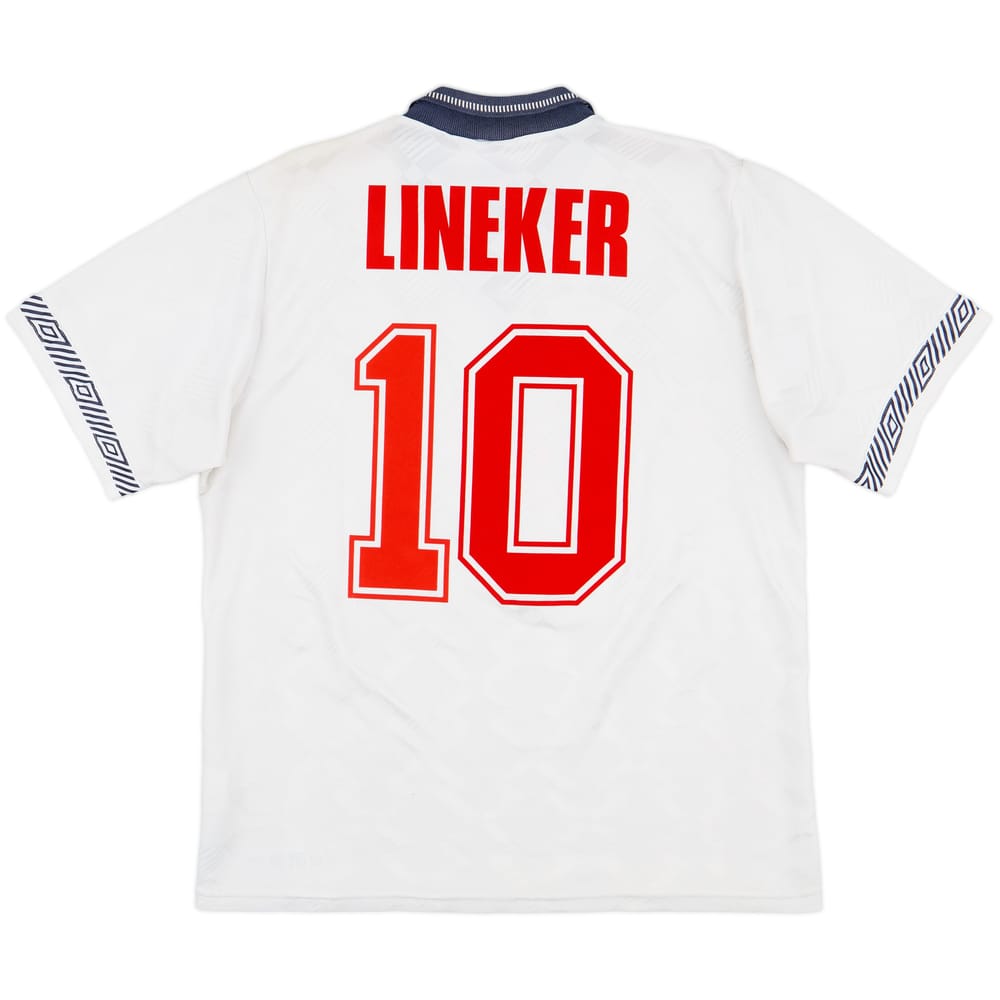 1990-92 England Home Shirt Lineker #10 - 6/10 - (L)