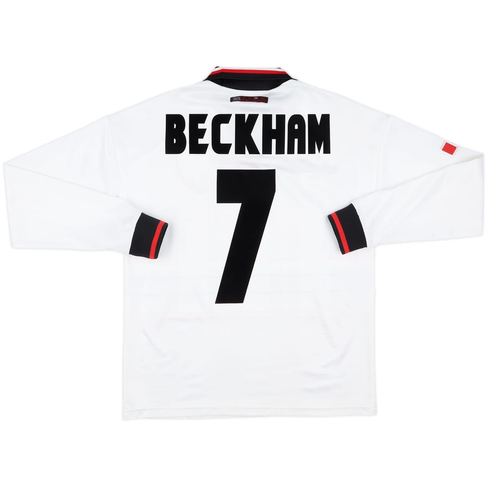 1997-99 Manchester United Away L/S Shirt Beckham #7 - 7/10 - (Y)