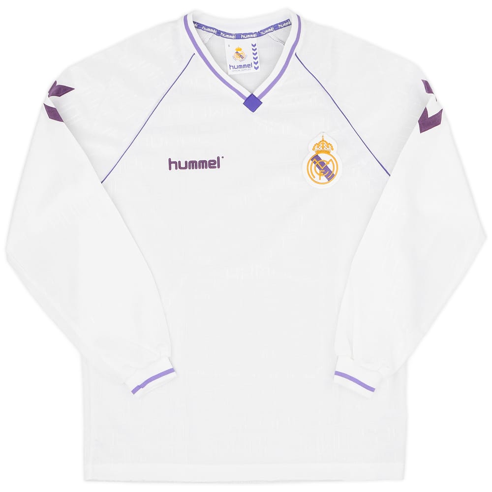 1990-91 Real Madrid Home L/S Shirt - 10/10 - (S)