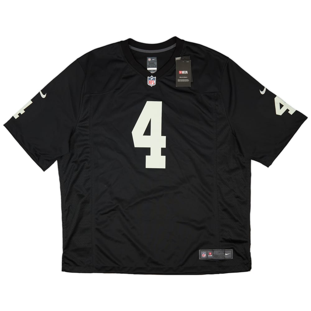 2020-22 Las Vegas Raiders Carr #4 Nike Game Home Jersey (3XL)