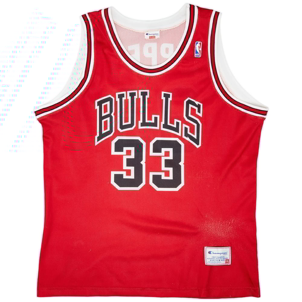 1991-98 Chicago Bulls Pippen #33 Champion Away Jersey (Very Good) XXL