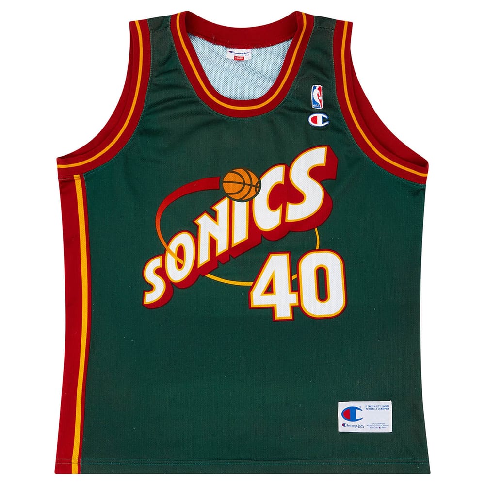 1995-97 Seattle SuperSonics Kemp #40 Champion Away Jersey (Excellent) XL