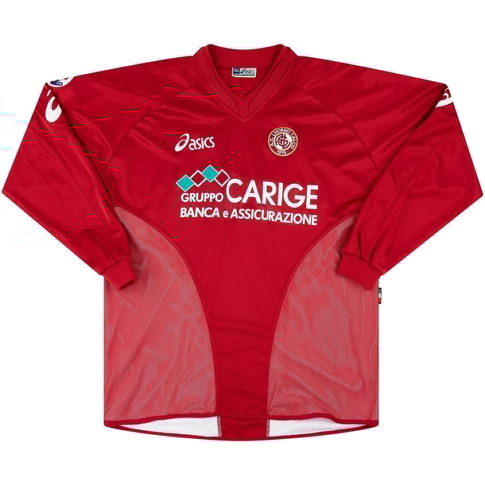 2004-05 Livorno Match Issue Home L/S Shirt Giallombardo #16