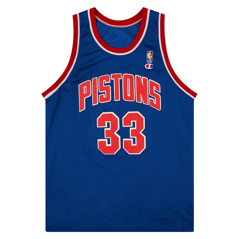1994-95 Detroit Pistons Hill #33 Champion Away Jersey (Excellent) L