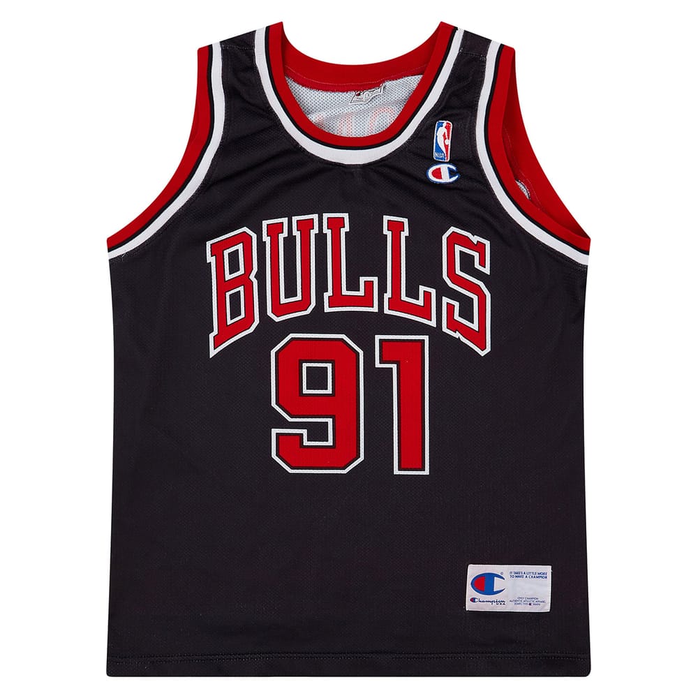 1997-98 Chicago Bulls Rodman #91 Champion Alternate Jersey