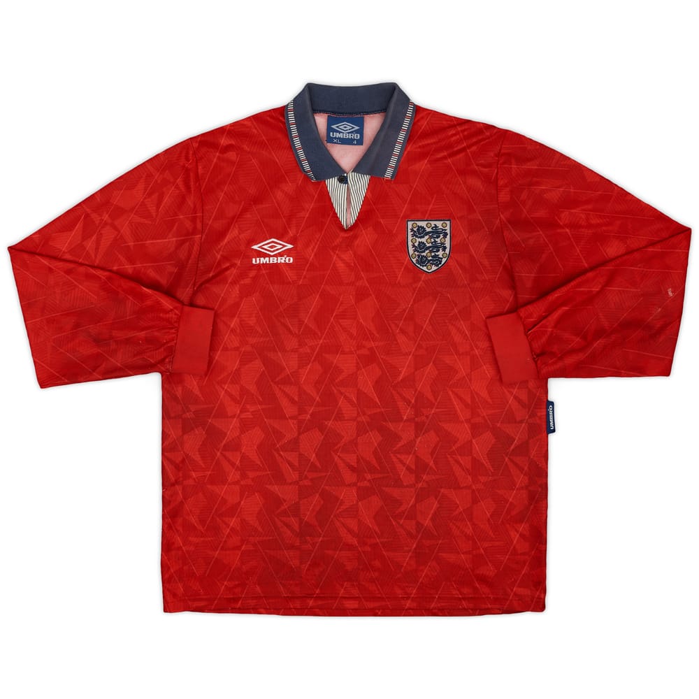 1990-93 England Away L/S Shirt - 6/10 - (XL)