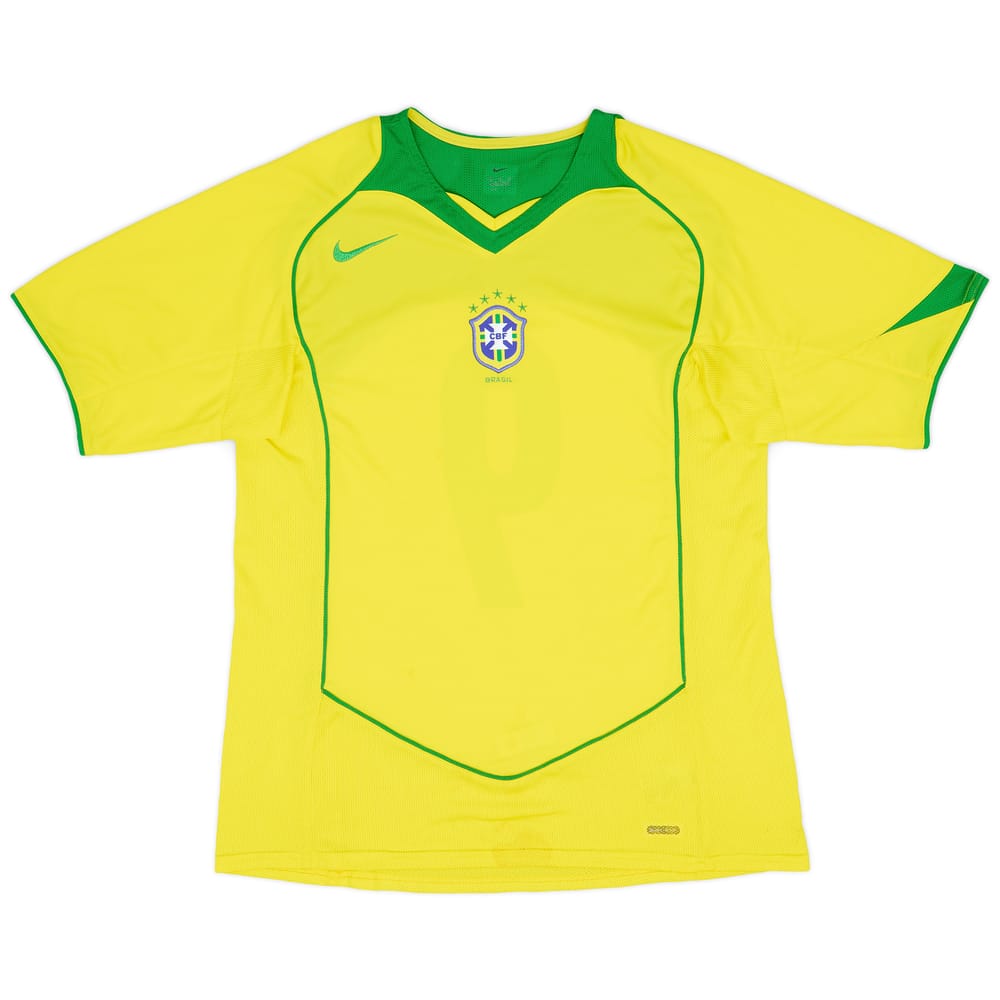 2004-06 Brazil Home Shirt #9 (Ronaldo) - 7/10 - (M)