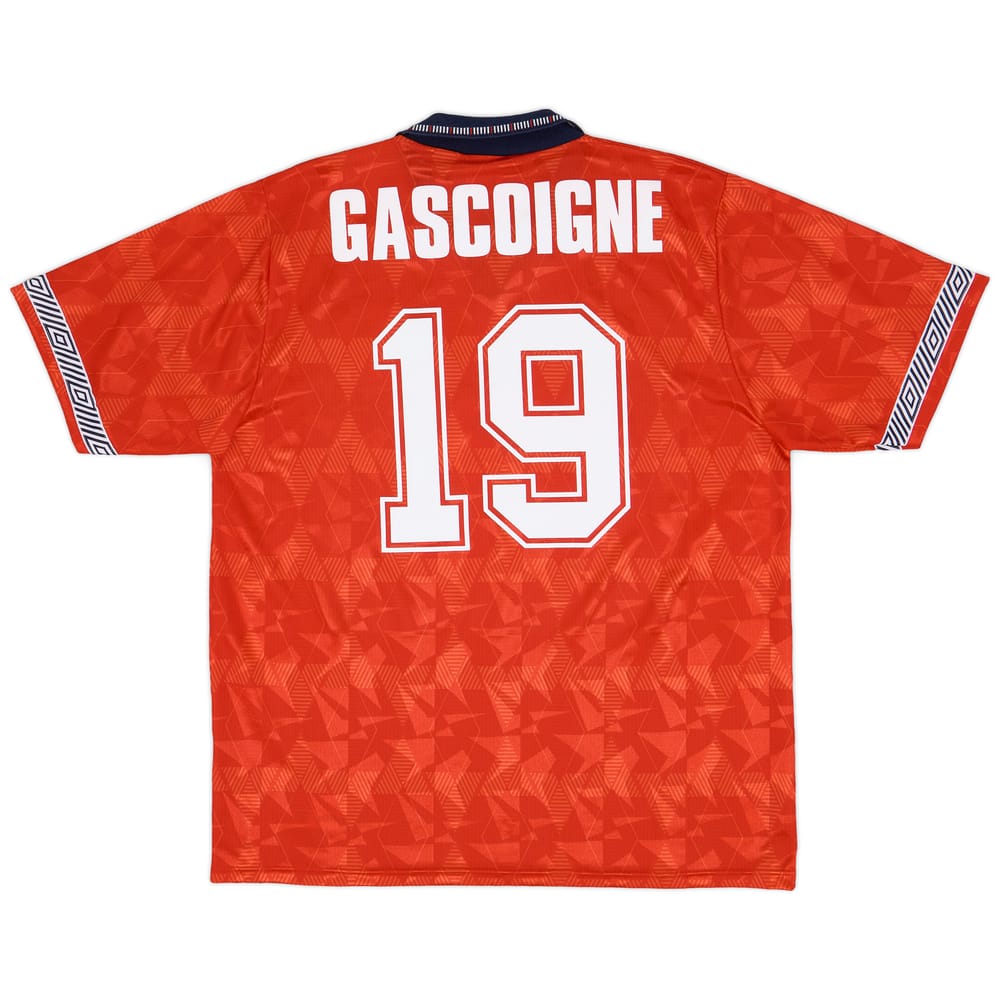 1990-93 England Away Shirt Gascoigne #19 - 9/10 - (XL)