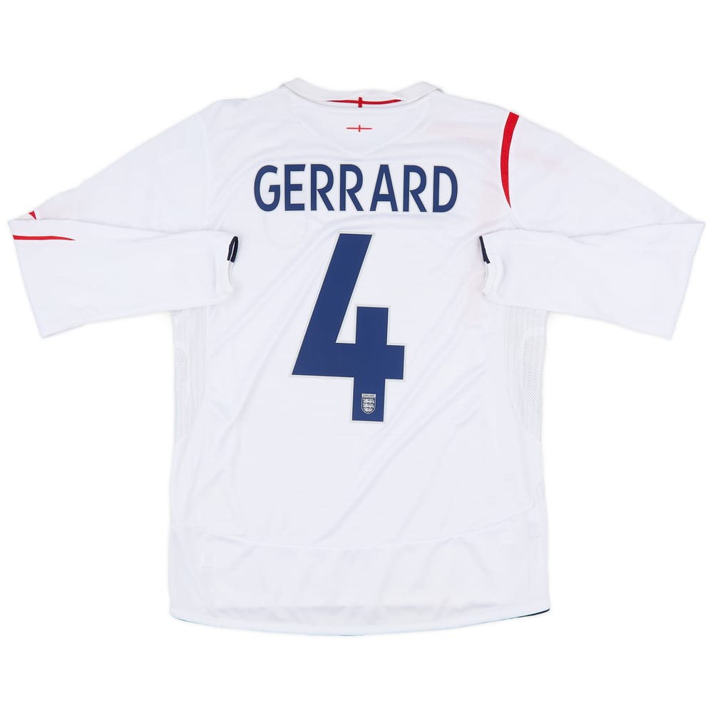 2005-07 England Home L/S Shirt Gerrard #4 - 9/10 - (M)