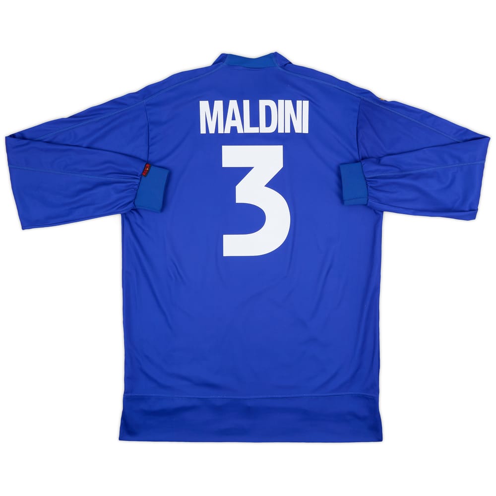 1998-99 Italy Home L/S Shirt Maldini #3 - 8/10 - (XL)