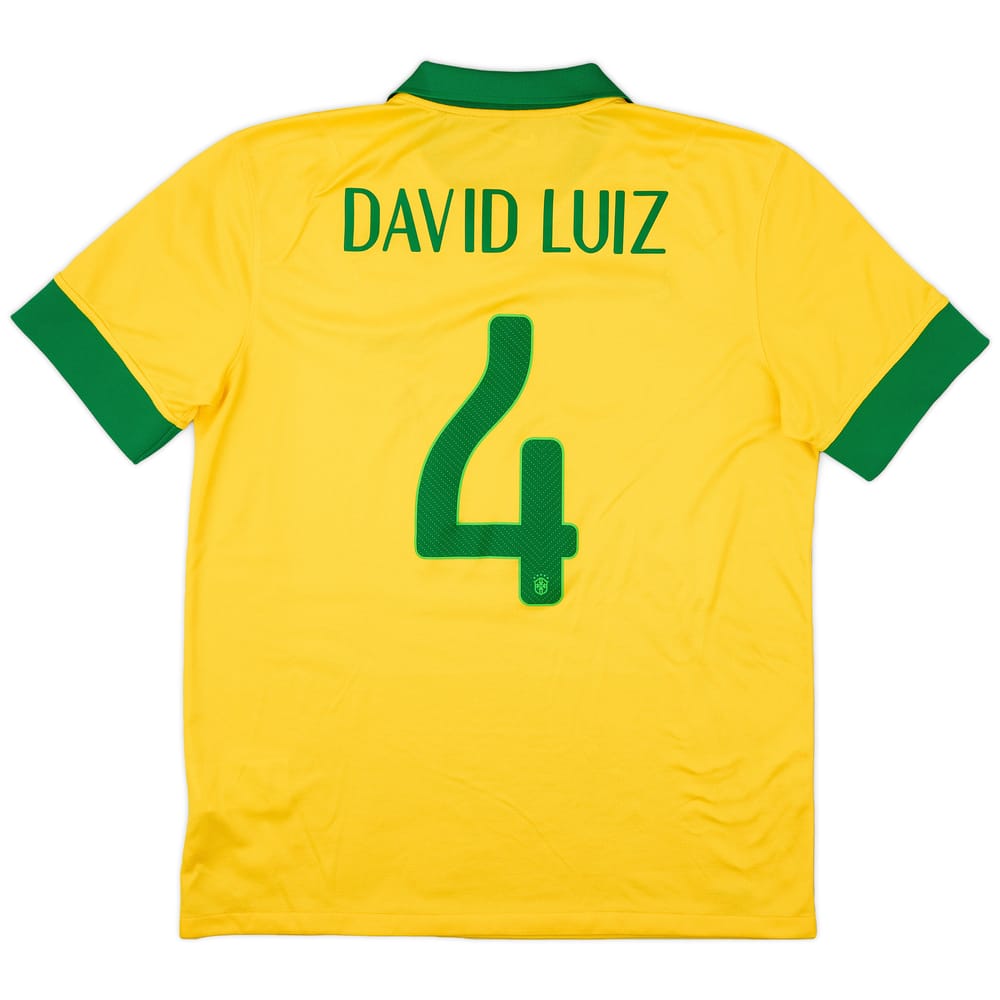 2014-15 Brazil Home Shirt David Luiz #4 - 8/10 - (L)