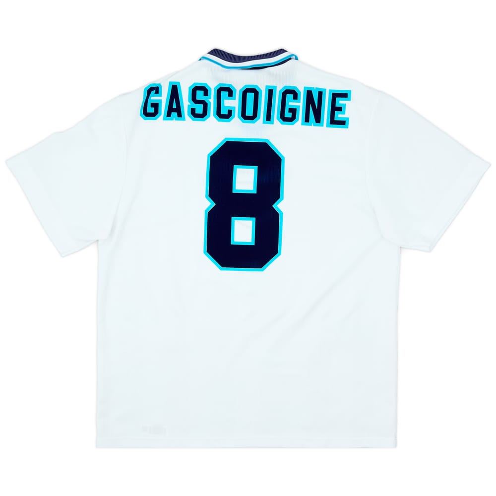1995-97 England Home Shirt Gascoigne #8 - 8/10 - (XXL)