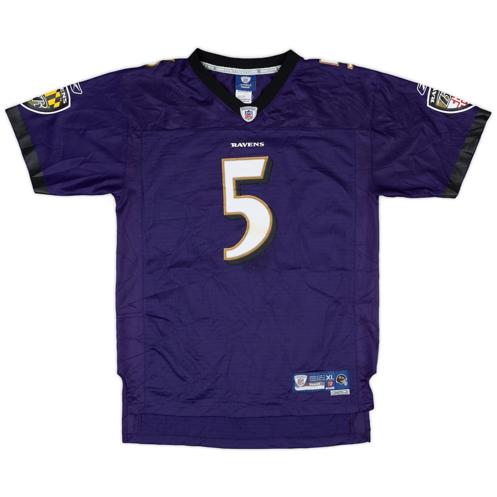2008-11 Baltimore Ravens Flacco #5 Reebok Premier Home Jersey - 6/10 - (XL.Boys)