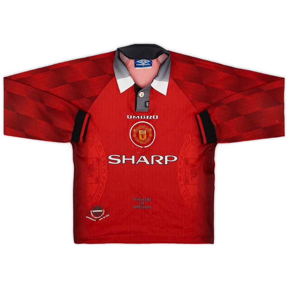 1996-98 Manchester United Home L/S Shirt - 5/10 - (L.Boys)