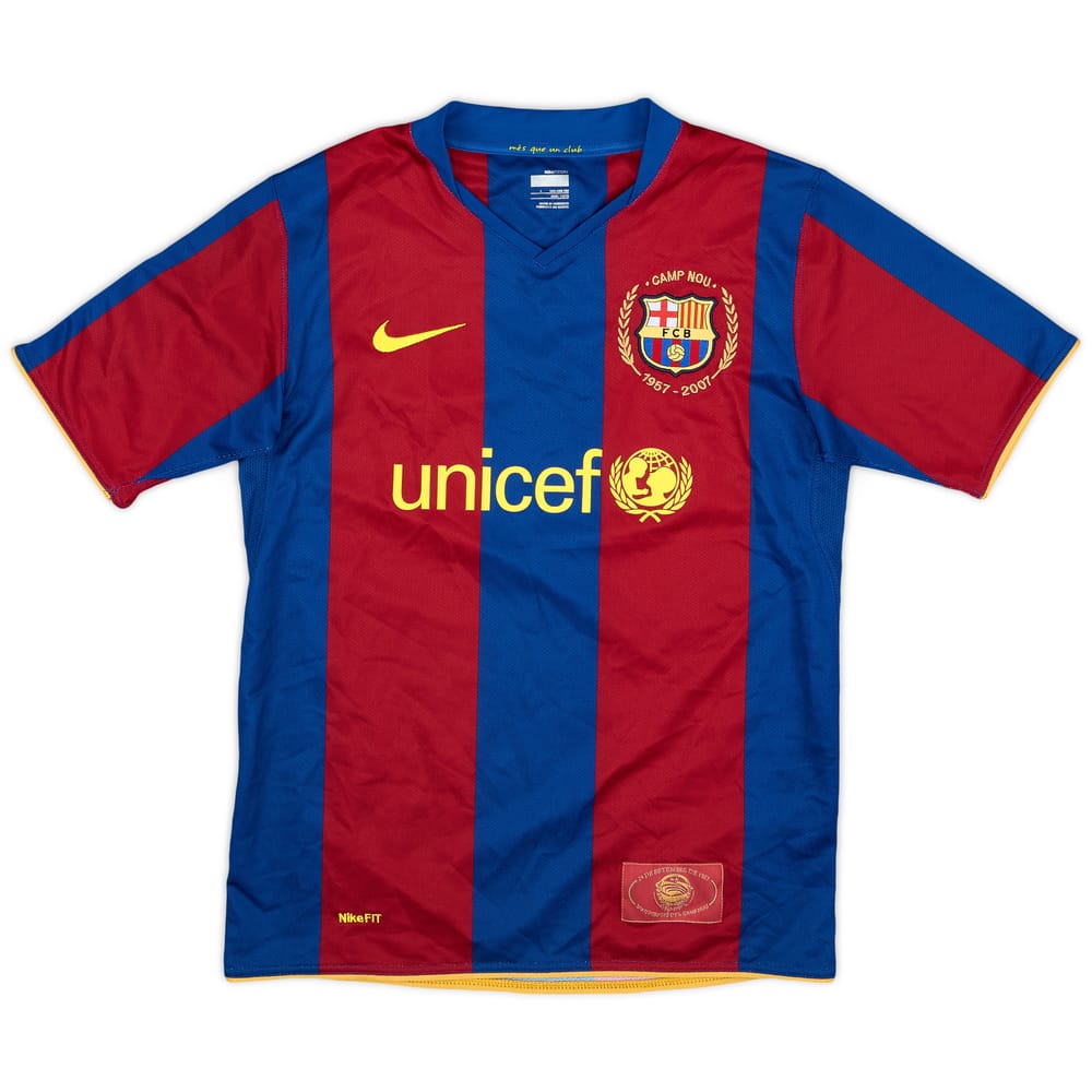 2007-08 Barcelona Home Shirt - 9/10 - (L.Boys)