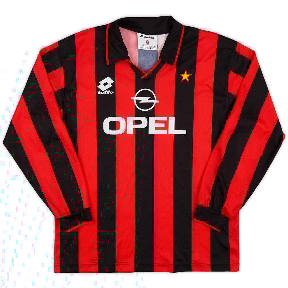 1994-95 AC Milan Home L/S Shirt - 8/10 - (XL.Boys)