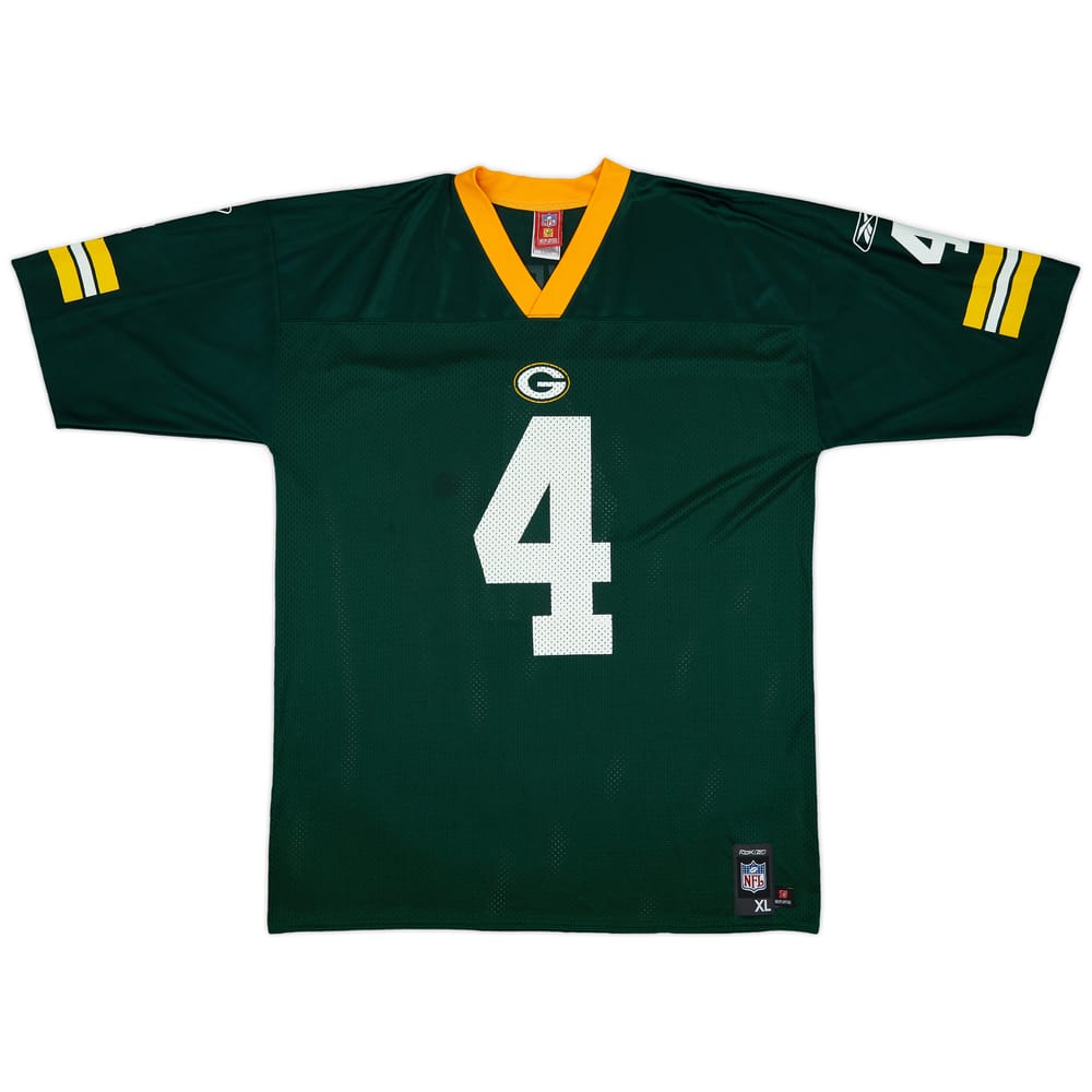 2007 Green Bay Packers Favre #4 Reebok Replica Home Jersey - 9/10 - (XL)