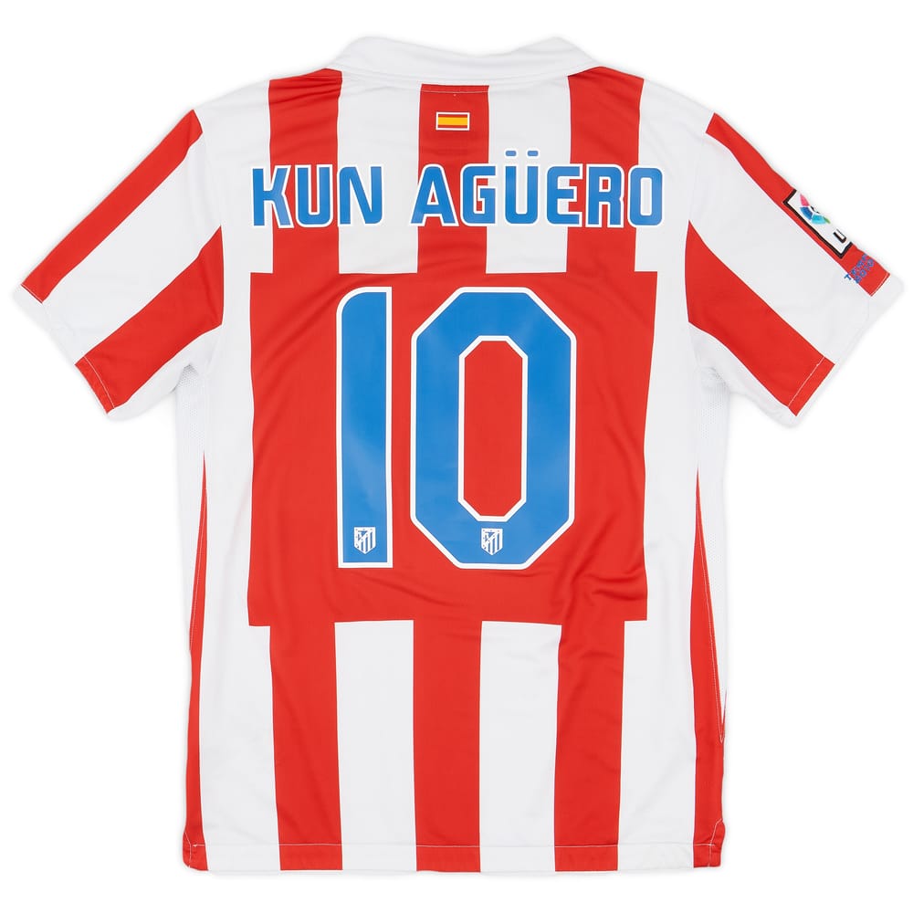 2010-11 Atletico Madrid Home Shirt Kun Aguero #10 - 8/10 - (M)