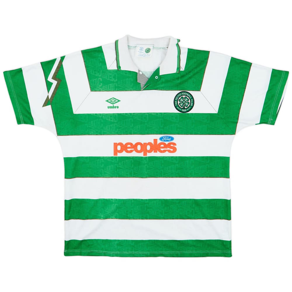 1991-92 Celtic Home Shirt - 8/10 - (XL)