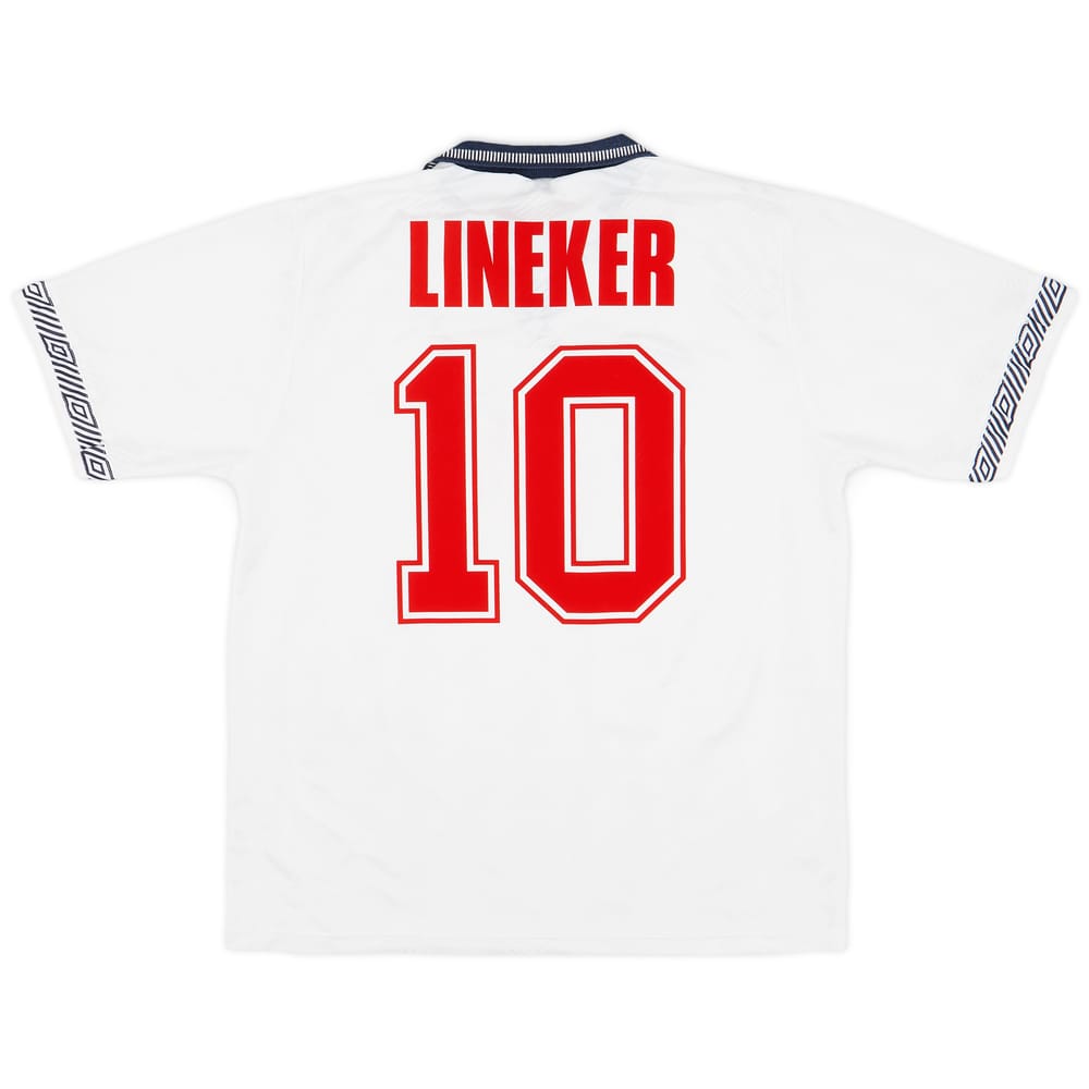 1990-92 England Home Shirt Lineker #10 - 9/10 - (L)