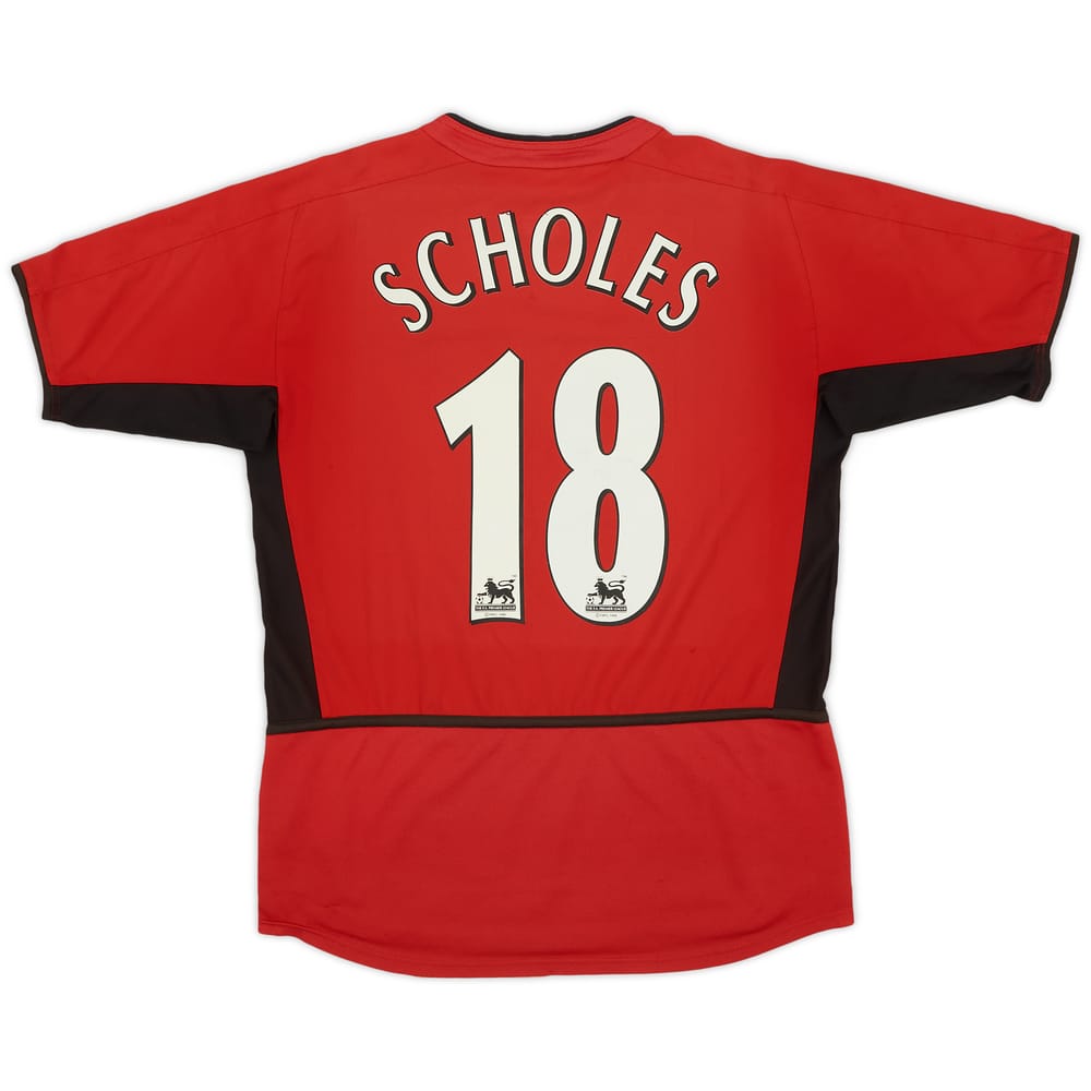 2002-04 Manchester United Home Shirt Scholes #18 - 6/10 - (XL.Boys)
