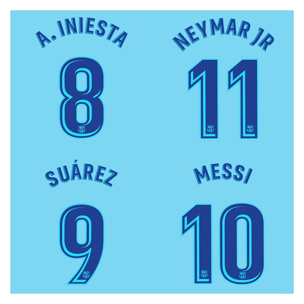 2017-18 Barcelona Away Junior Name Set