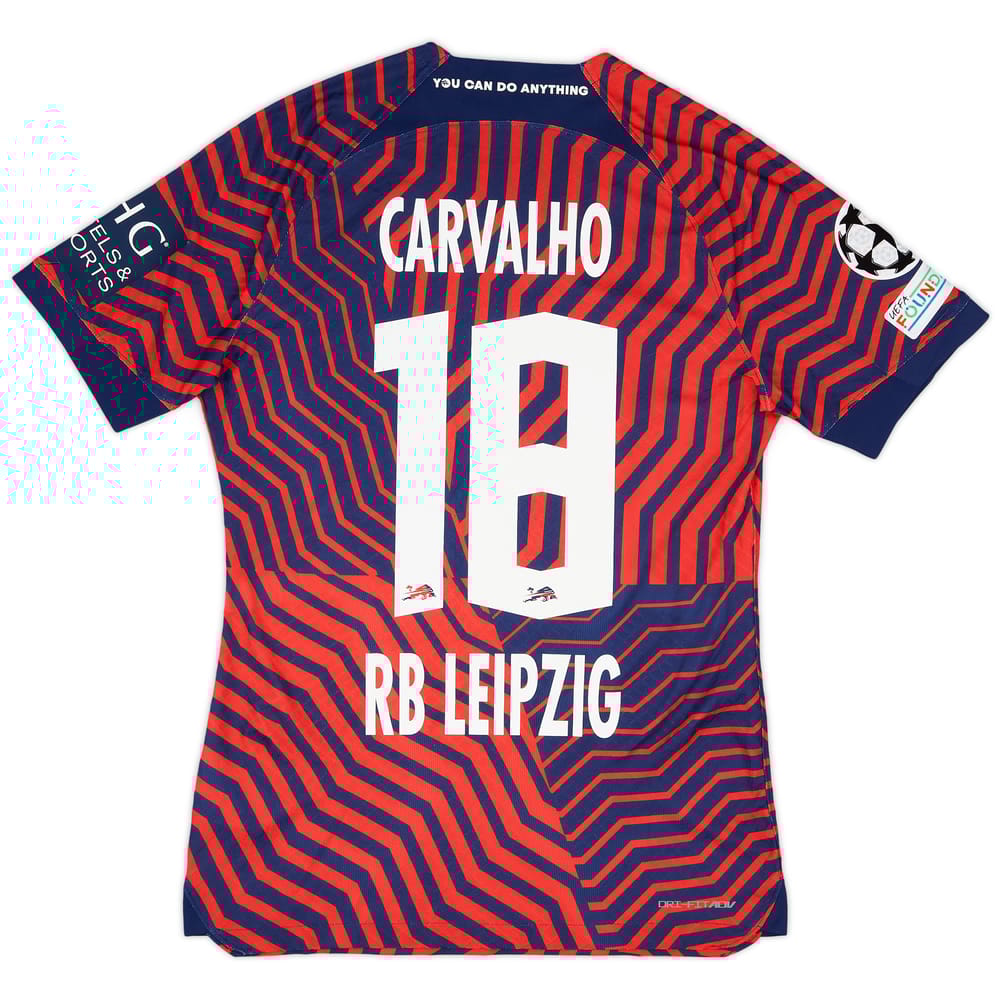 2023-24 RB Leipzig Match Issue Champions League Away Shirt Carvalho #18