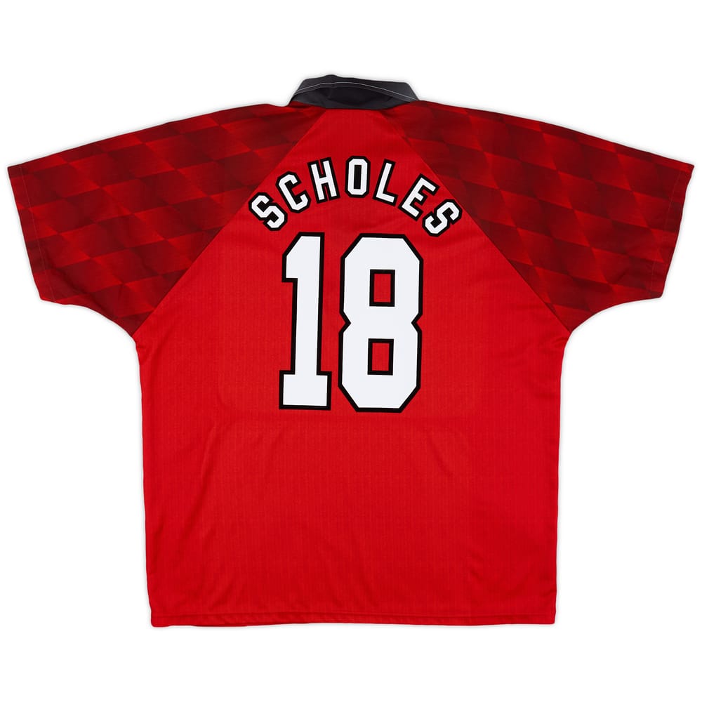 1996-98 Manchester United Home Shirt Scholes #18 - 8/10 - (XL)