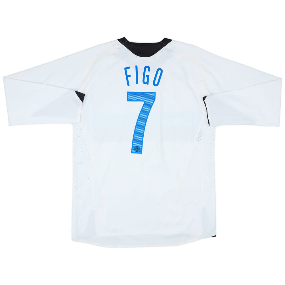 2005-06 Inter Milan Player Issue Away L/S Shirt Figo #7 - 6/10 - (XL)