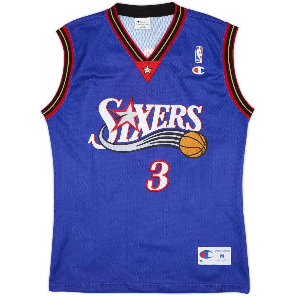 1999-00 Philadelphia 76ers Iverson #3 Champion Alternate Jersey - 8/10 - (M)