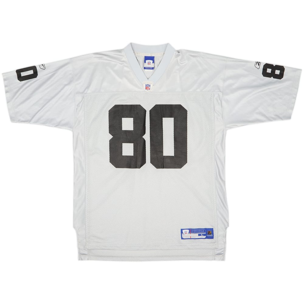 2004 Oakland Raiders Rice #80 Reebok On Field Alternate Jersey - 7/10 - (L)