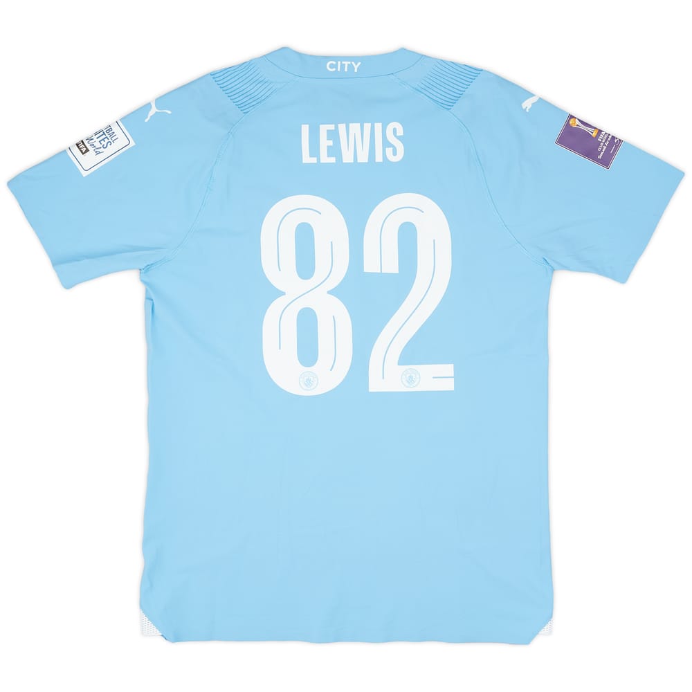 2023-24 Manchester City Match Issue Club World Cup Home Shirt Lewis #82